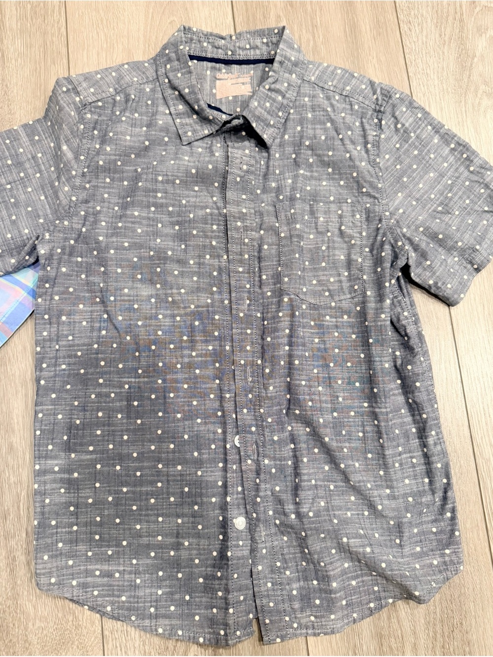 Cat & Jack Blue Short-Sleeve Button-Down with White Dots